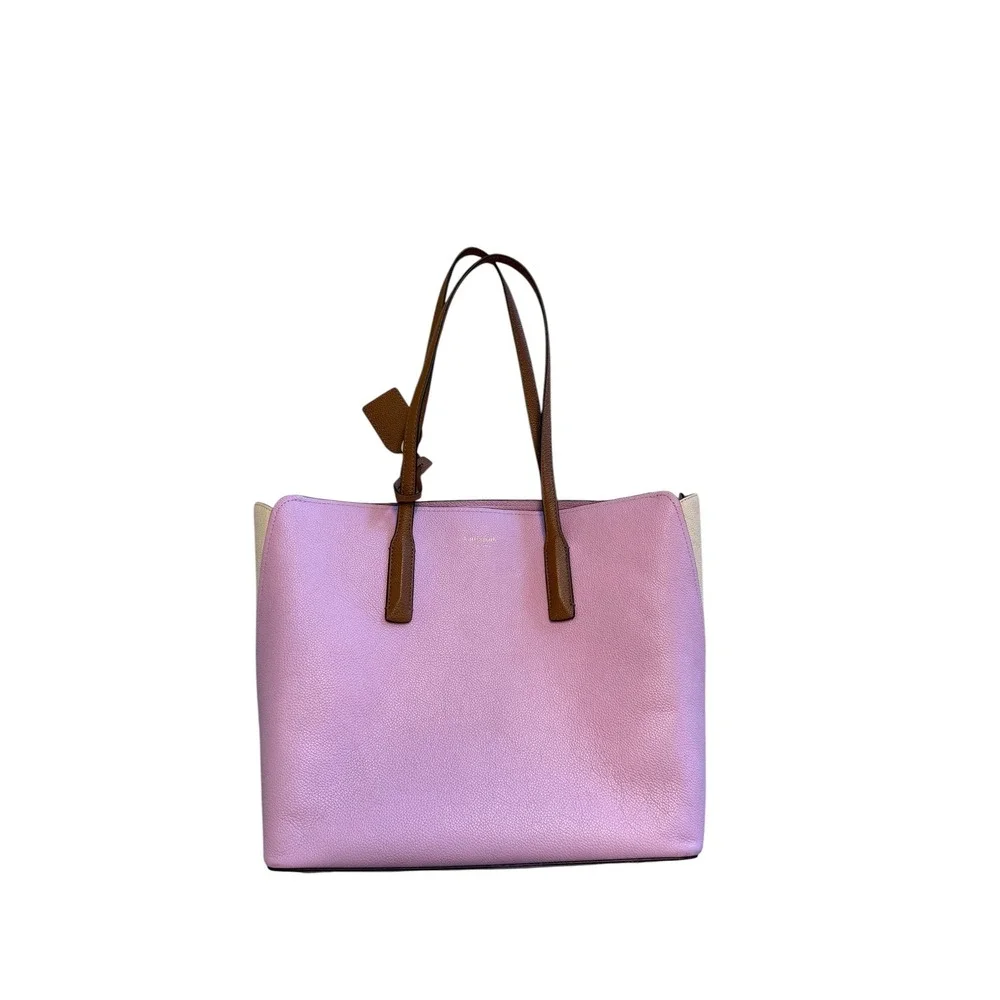 Kate Spade Carson Large Tote Bag Pink Ruby Pebbled Leather Colorblock Tri-color